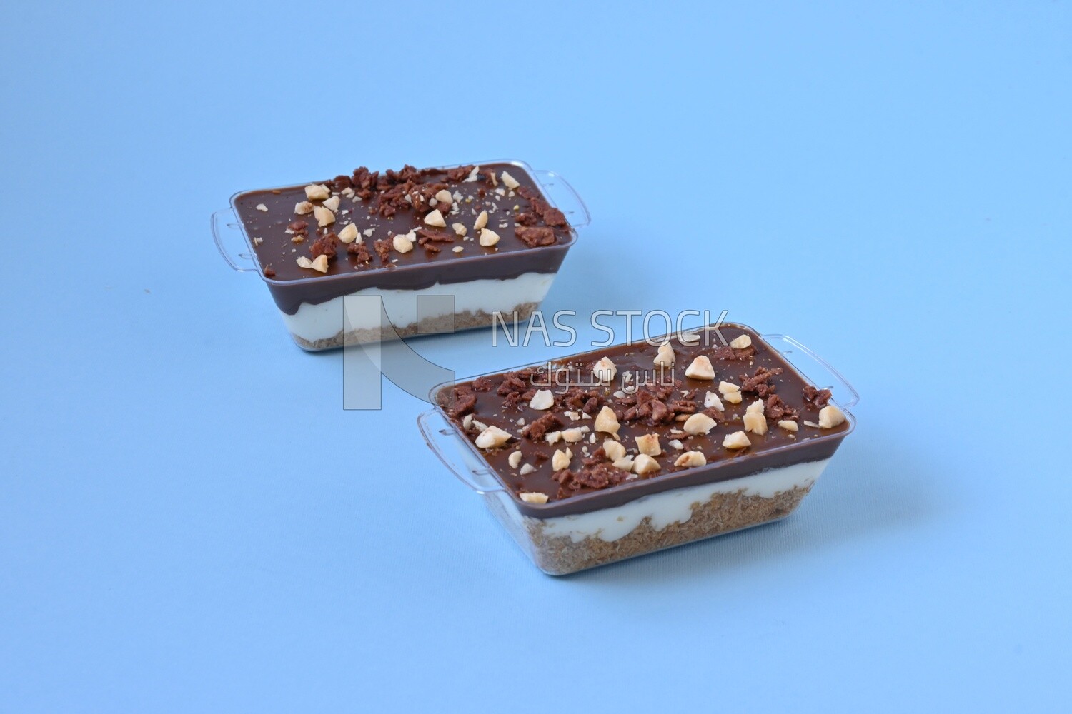 Two cup of Kunafa Nutella on isolated background