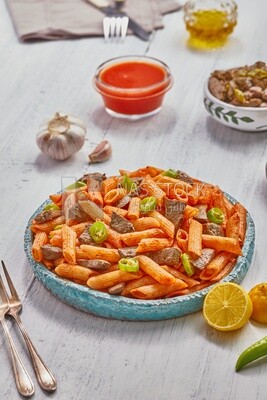 Liver pasta dish with hot pepper
