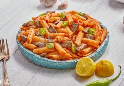 Liver pasta dish with hot pepper