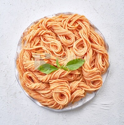 Plate of spaghetti in red sauce