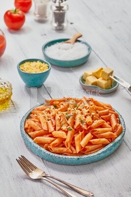 Plate of pasta in red sauce