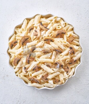 Pasta with mushrooms ,Top view