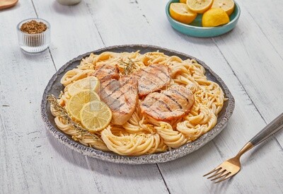 Plate of spaghetti  with chicken