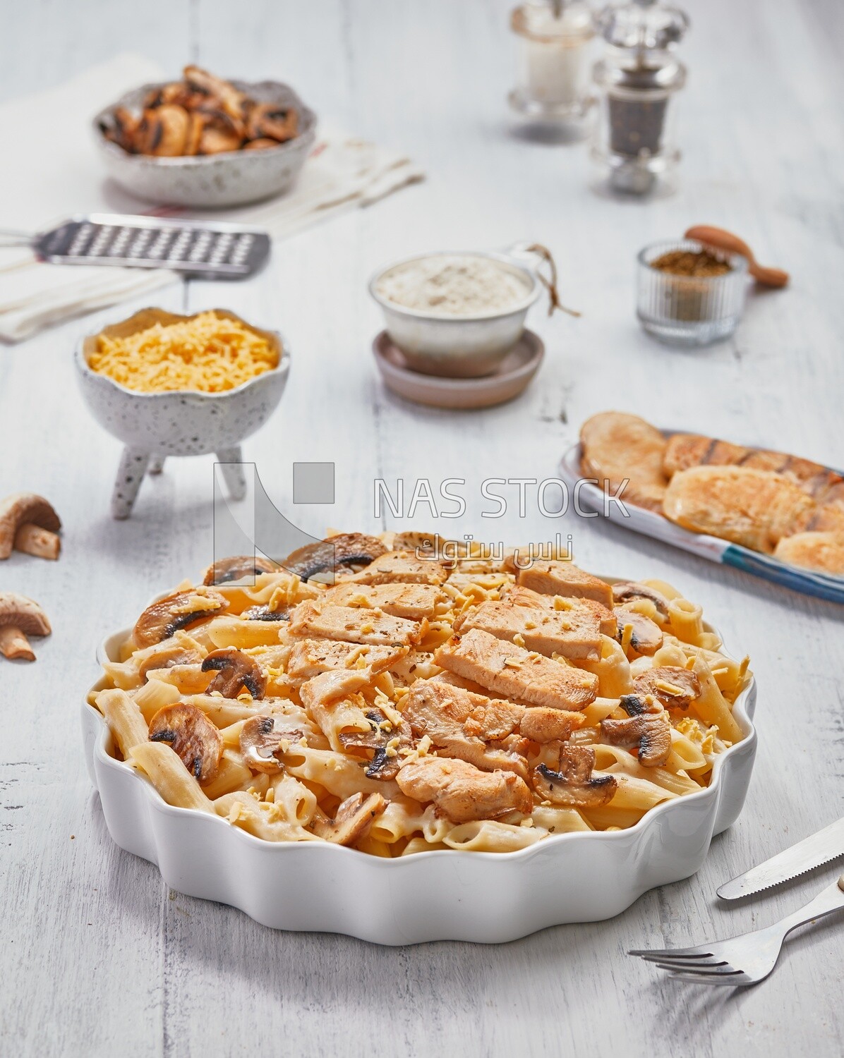 Plate of pasta with mushrooms