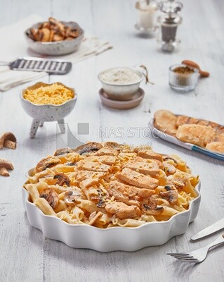 Plate of pasta with mushrooms
