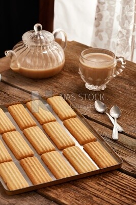 Eid al-Fitr biscuits with tea  ,Eid Al-Fitr Celebrations ,top view