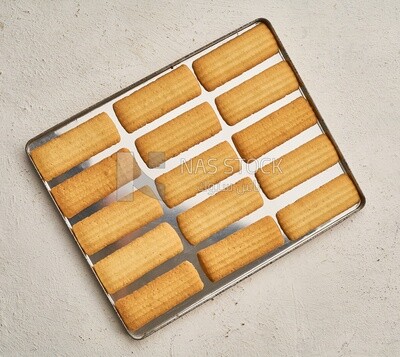 Group of biscuits on a isolated background, top  view