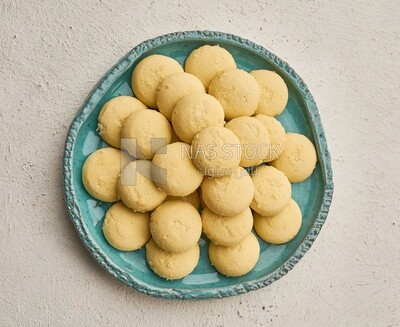 Ghoraiba dessert dish on an isolated background ,Top view
