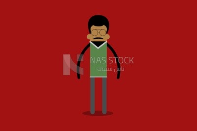 رجل يرتدى نظارات على خلفية حمراء