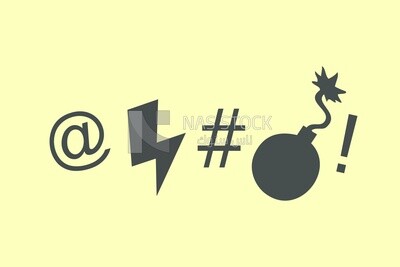 Lightning and bomb signs