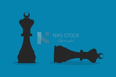 شطرنج اسود على خلفية زرقاء