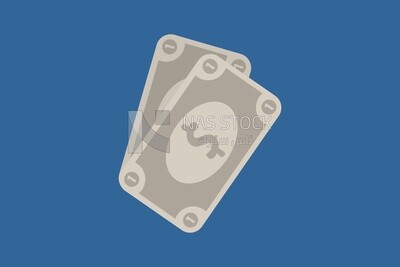 نقود ورقية مع علامة الدولار على خلفية بيضاء