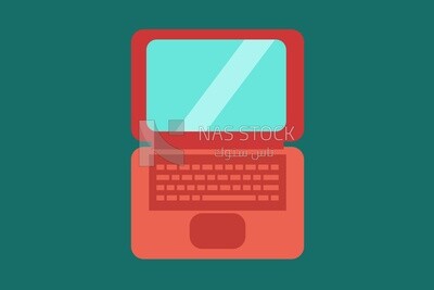 لاب توب على خلفية بيضاء