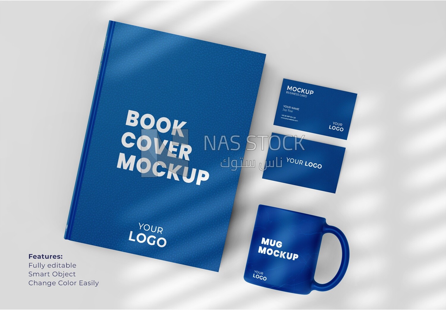Mockup for Business Card With Book and Mug