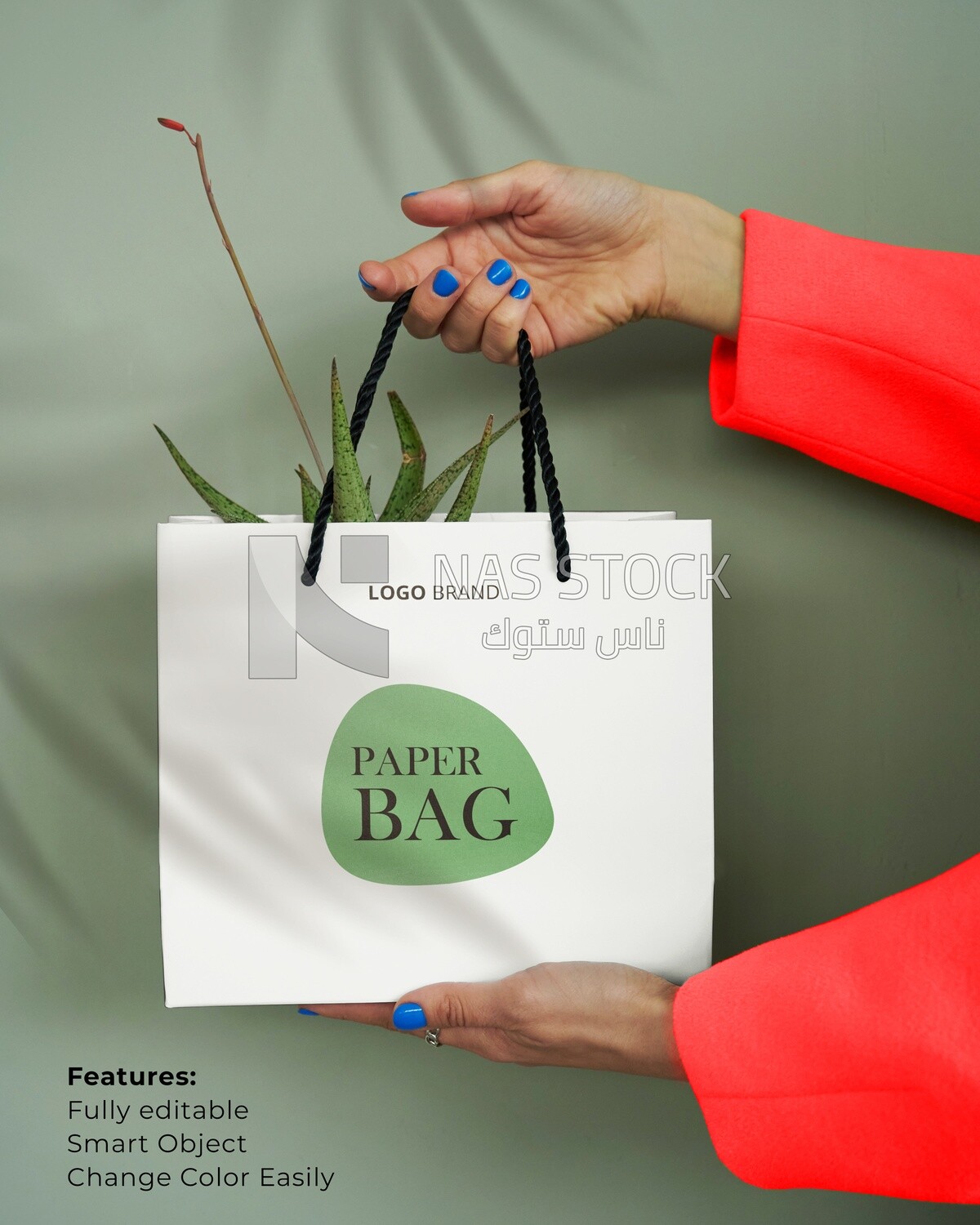 Mockup for Woman Holding White Paper Bag