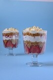 Kunafa with strawberries on isolated background