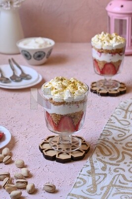 cup of kunafa with strawberries