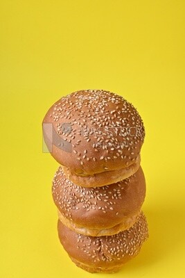 Three buns with sesame seeds, fast food, Arabic restaurants, delicious food
