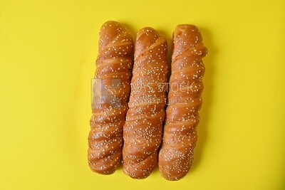 Three fino loaves with sesame seeds, fast food, Arabic restaurants, delicious food
