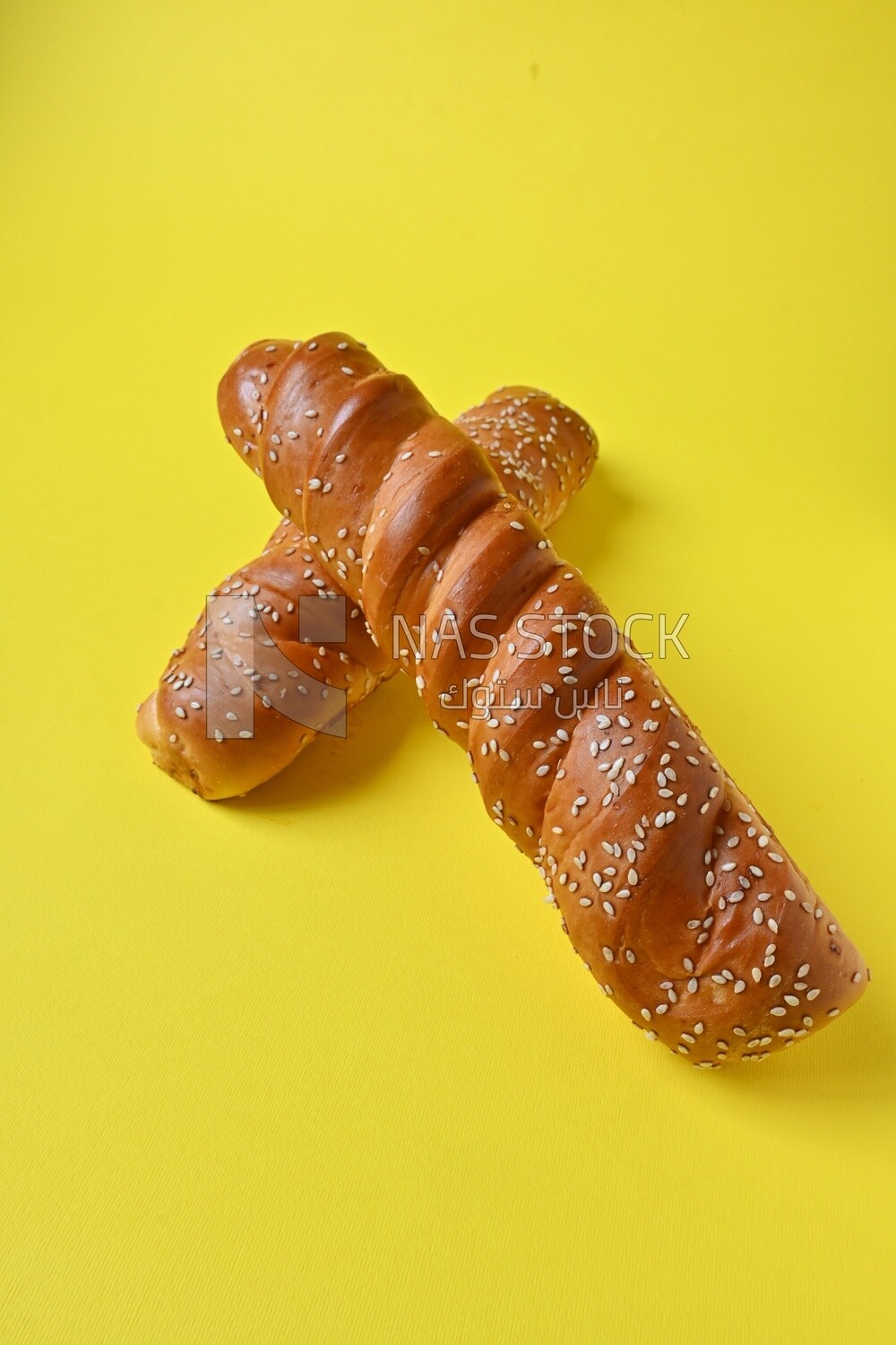 Two fino loaves with sesame seeds, fast food, Arabic restaurants, delicious food