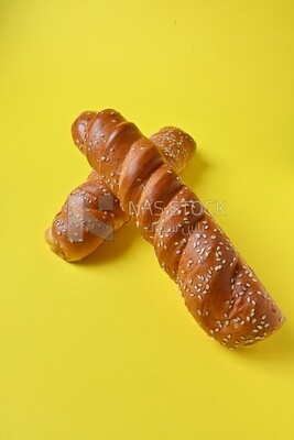 Two fino loaves with sesame seeds, fast food, Arabic restaurants, delicious food