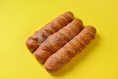 Three fino loaves with sesame seeds, fast food, Arabic restaurants, delicious food