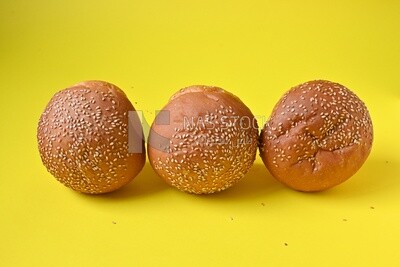Three buns with sesame seeds, fast food, Arabic restaurants, delicious food
