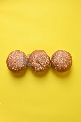 Three buns with sesame seeds, fast food, Arabic restaurants, delicious food