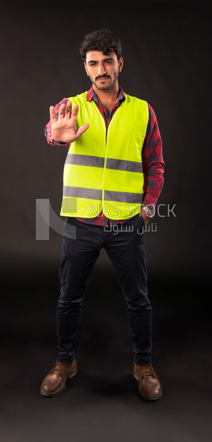 An engineer man wearing a safe jacket