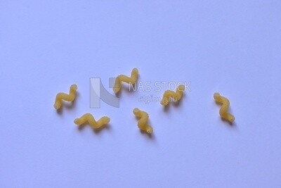 Uncooked Cellentani pasta ,One of the types of pasta