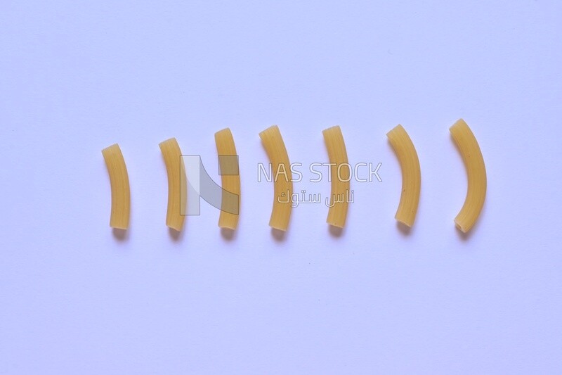 Uncooked rigati pasta ,One of the types of pasta