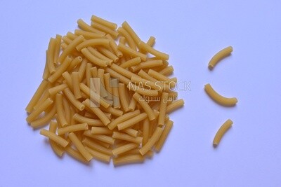 Group of Uncooked rigati pasta ,One of the types of pasta