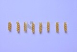 Uncooked Fusilli Pasta,One of the types of pasta