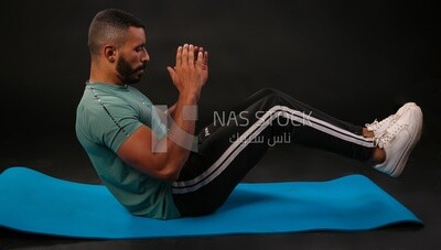 A man training on a black background