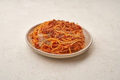 Spaghetti pasta with a red sauce