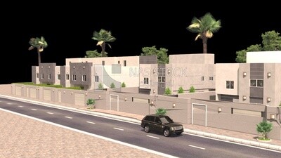 نموذج ثلاثى الابعاد لمنظر شوارع وبيوت المجمع السكنى