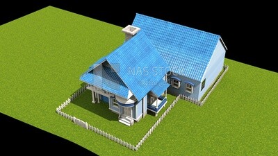 Luxury villa with garden ,exterior view , 3D model