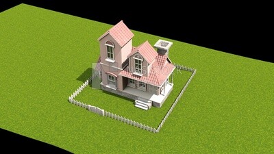 3D Model of luxury villa with garden ,exterior view