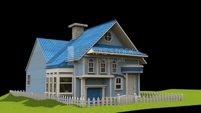 3D Model of luxury villa with garden ,exterior and interior view