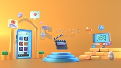 نموذج ثلاثي الأبعاد لعرض مفهوم التكنولوجيا  ووسائل التواصل الاجتماعي