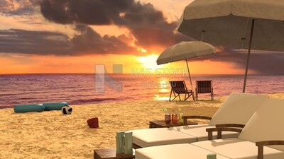 Sunset beach in Saudi Arabia ,3D model