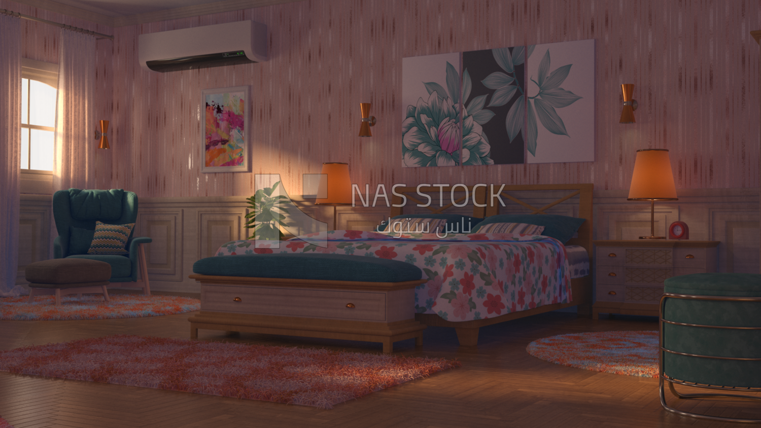 3D model of  bedroom, interior view