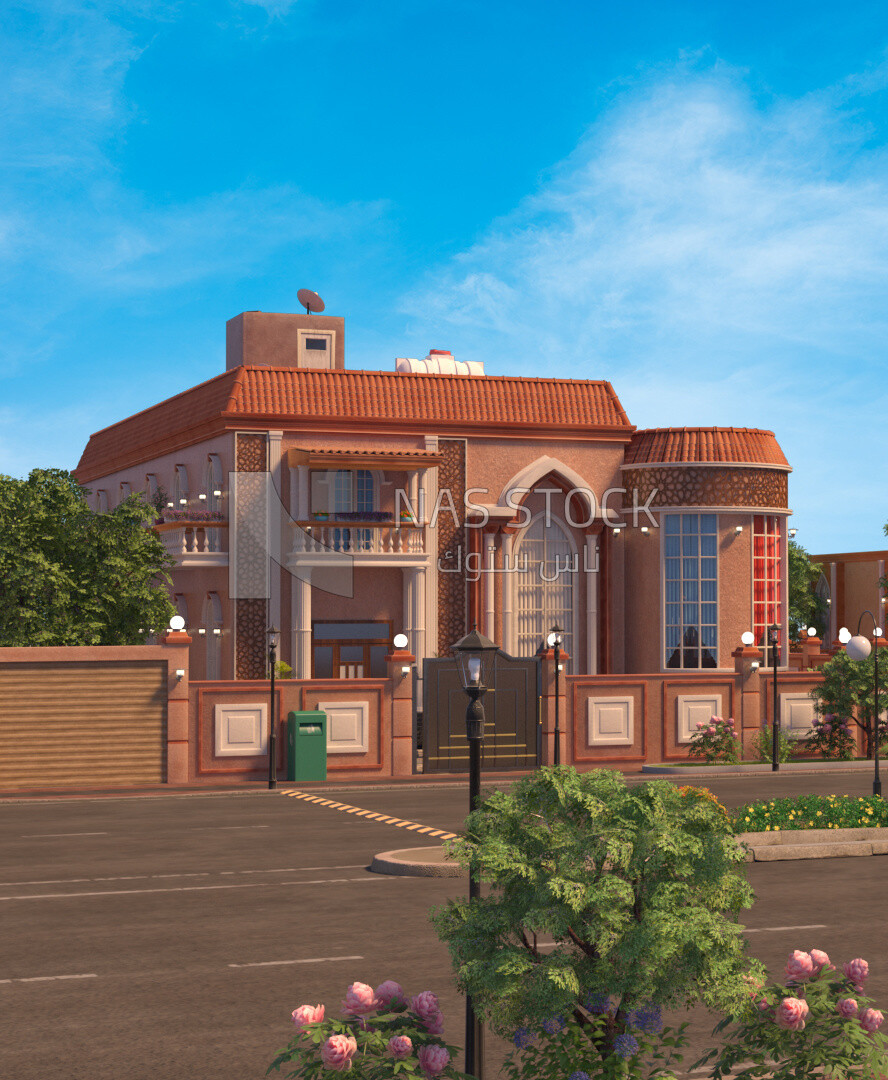 3D Model of a luxury villa, exterior view