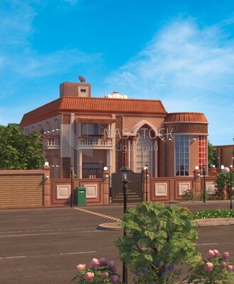 3D Model of a luxury villa, exterior view