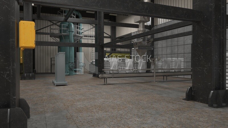 watania factory for the feed industry , exterior and interior view , 3D model
