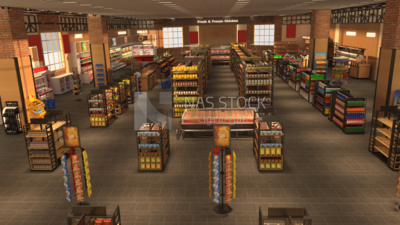 3D Model of Super Market ,exterior and interior view