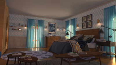 3D Model of  bedroom ,interior view