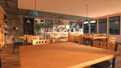 3D Model of a coffee shop, interior view