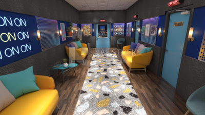 3D Model of  A hallway in a recording studio ,Interior view