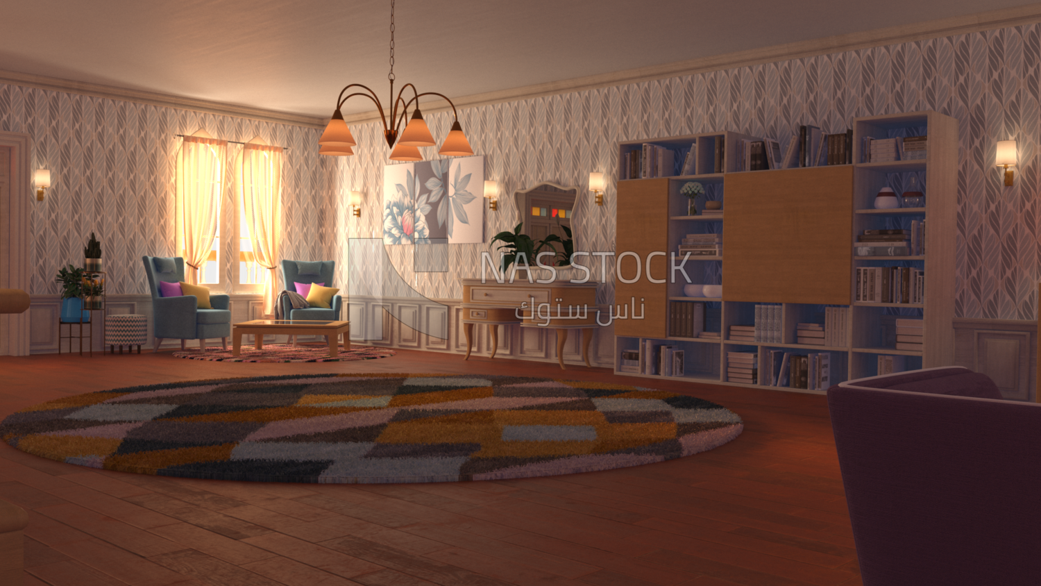 3D model of a living room ,interior view